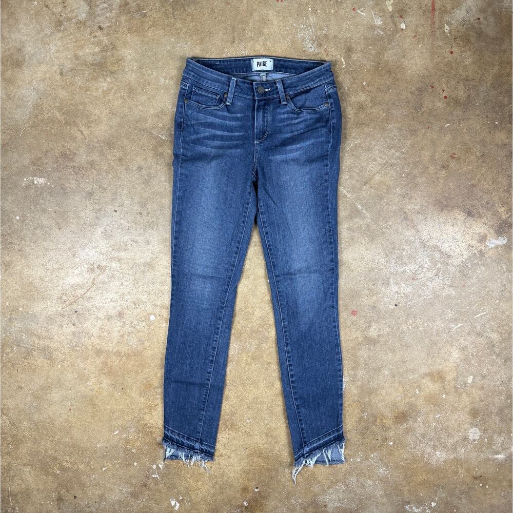 Paige Verdugo Ankle Jeans Women’s Size 27 Dark Wash Raw Hem Denim Skinny